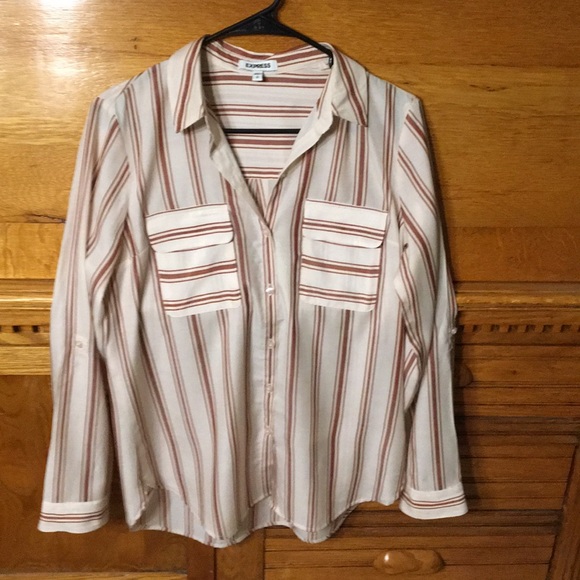 Express Tops - EXPRESS Striped Double Pocket Shirt